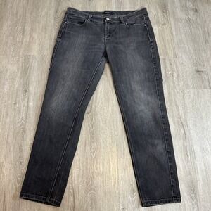White House Black Market Denim Wash‎ Black Distressed Slim Leg Jeans Size 10